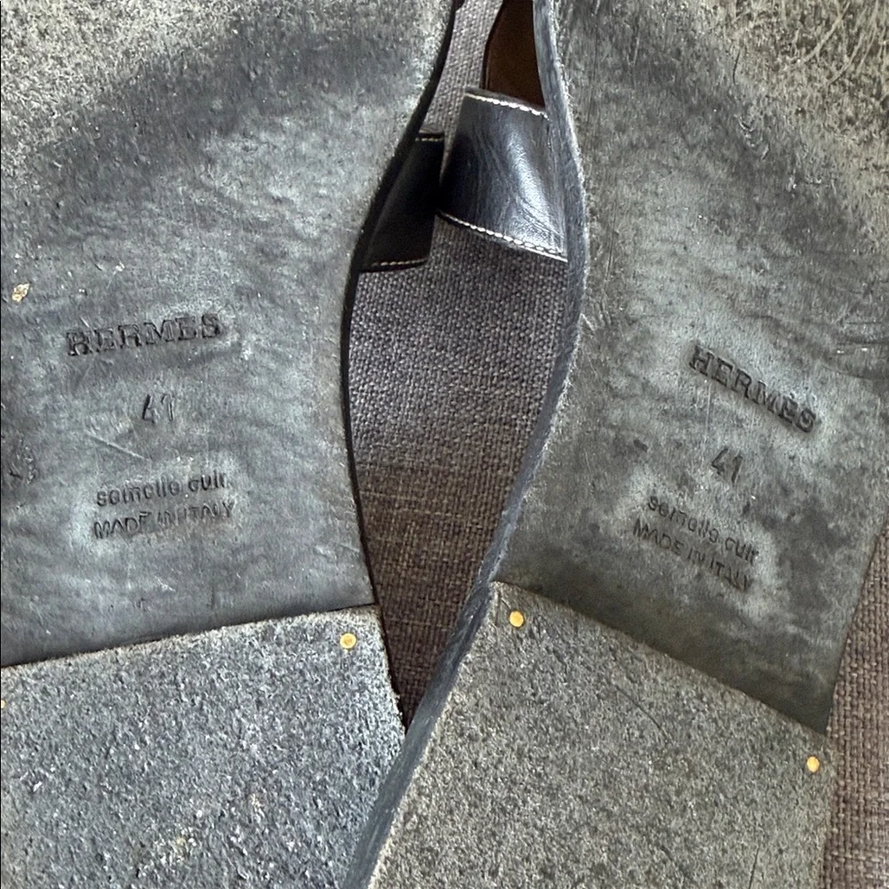 Hermes Black Leather Oran Slide Mules - Picture 3 of 3